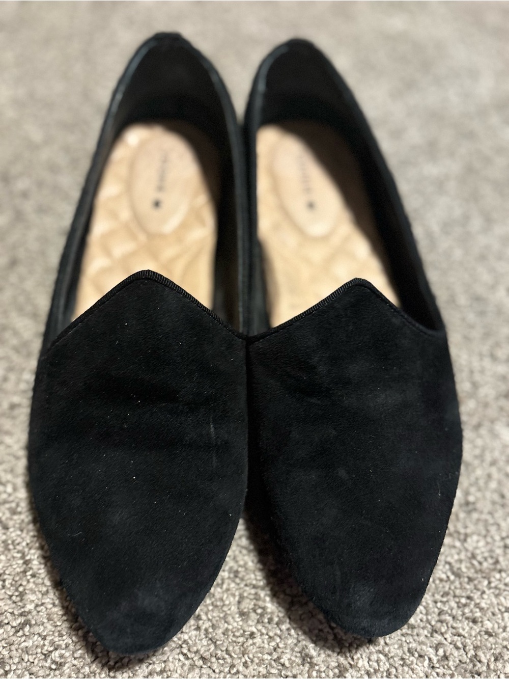 🌸Birdies Black Suede Pointed-Toe Flats